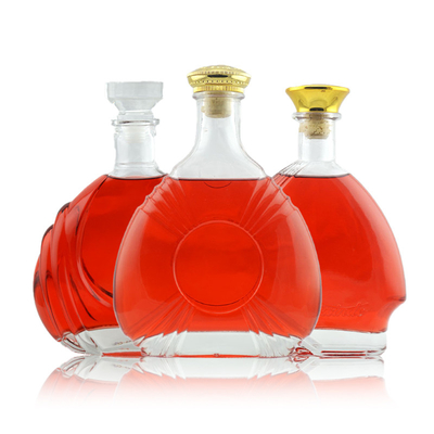 Botellas de vidrio extra de piedra de 375 ml, 500 ml y 700 ml para bebidas alcohólicas, brandy, ron y tequila