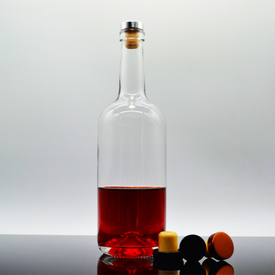 Botella de vidrio elegante de vodka de ginebra 500ml 750ml 1000ml volumen para botella de vidrio personalizada
