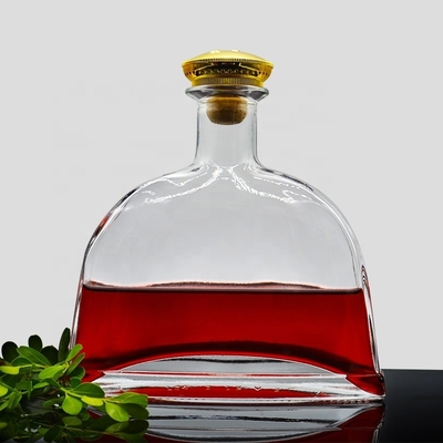 Botella de vidrio elegante de vodka de ginebra 500ml 750ml 1000ml volumen para botella de vidrio personalizada