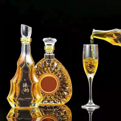 Botellas de vidrio extra de piedra de 375 ml, 500 ml y 700 ml para bebidas alcohólicas, brandy, ron y tequila