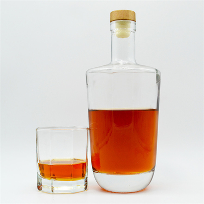 500 ml 750 ml botella de vidrio transparente de forma personalizada para whisky, brandy, tequila, ginebra y vodka