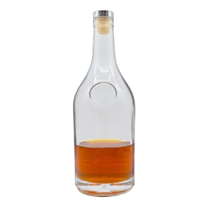 500 ml 750 ml botella de vidrio transparente de forma personalizada para whisky, brandy, tequila, ginebra y vodka