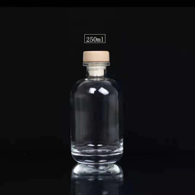 250 ml 375 ml Botellas de vidrio de corcho de madera vacías Whisky Brandy Vino espirituoso Vodka Liquor