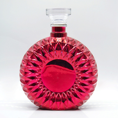 Material de vidrio de alta piedra de lujo Botellas de vidrio de whisky vacío con corcho y logotipo Decal