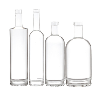 Forma personalizada Botella de vidrio de 750 ml de vodka con tapa de tornillo y tipo de sellado de corcho