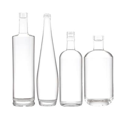 Forma personalizada Botella de vidrio de 750 ml de vodka con tapa de tornillo y tipo de sellado de corcho