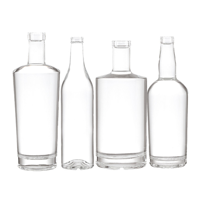 Forma personalizada Botella de vidrio de 750 ml de vodka con tapa de tornillo y tipo de sellado de corcho