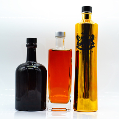 Whisky FOB y lujo Impresión personalizada Botellas de vidrio congelado cuadradas vacías para licor