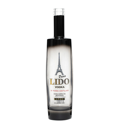 Botella de vidrio de vodka con material de cuello de piedra súper
