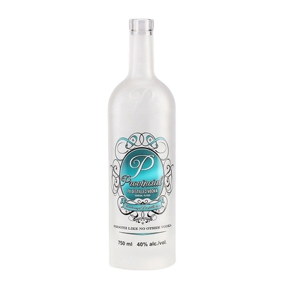 Botella de vidrio de vodka con material de cuello de piedra súper