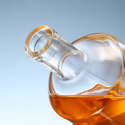 Botella de vidrio circular transparente para whisky y vodka 200 ml 375 ml 500 ml 750 ml 1000 ml