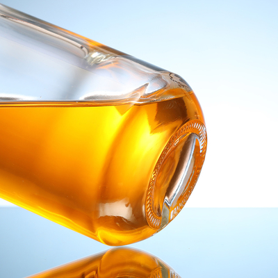 Botella de vidrio circular transparente para whisky y vodka 200 ml 375 ml 500 ml 750 ml 1000 ml