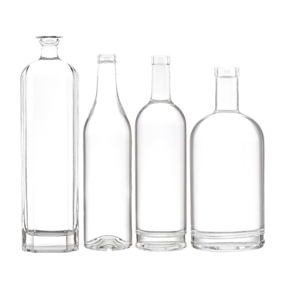 Botella de whisky de vidrio personalizada de 750 ml con grabado en el interior y el logotipo del cliente aceptable