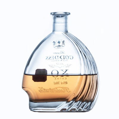 Material de vidrio de alta piedra 700ml 750ml Ron Vodka Whiskey Tequila Botella de vidrio con corcho