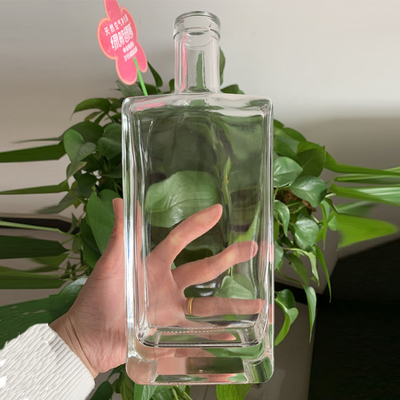 Botella redonda de corcho personalizada para tequila licor whisky 1L 750ml 700ml 500ml Capacidad de 34 oz