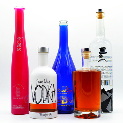 Botella de vidrio de 375ml 700ml 750ml de vodka whisky licor con diseño personalizado y superficie de hielo