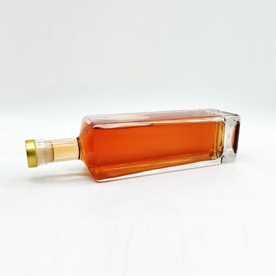 Botella de vidrio de 750 ml de forma cuadrada para ginebra personalizada, ron, whisky, vodka, bebidas alcohólicas y licores