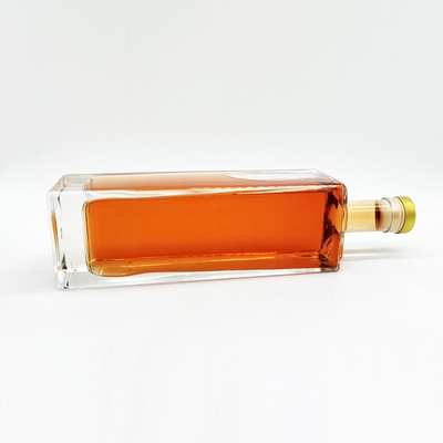 Botella de vidrio de 750 ml de forma cuadrada para ginebra personalizada, ron, whisky, vodka, bebidas alcohólicas y licores