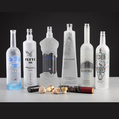 Botella de vidrio de 750 ml de forma cuadrada para ginebra personalizada, ron, whisky, vodka, bebidas alcohólicas y licores