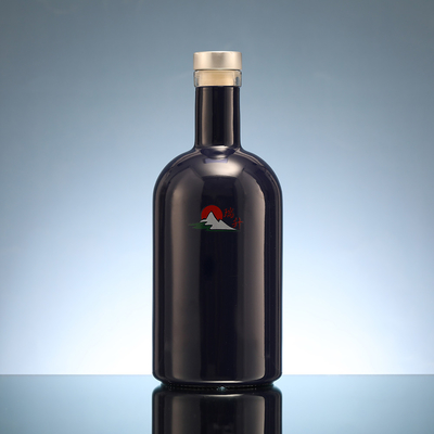 Botellas de vino de vidrio de tamaño personalizado para almacenar whisky y vino en vidrio de súper sílex