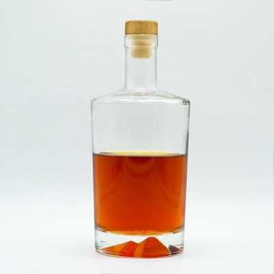 Impresión de logotipo personalizado 250 ml 500 ml 750 ml Flascos de vidrio transparente para licor Botella de whisky plano