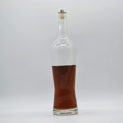 Tipo de sellado de corcho Botellas vacías de vidrio de 750 ml para licor de lujo en material de súper sílex
