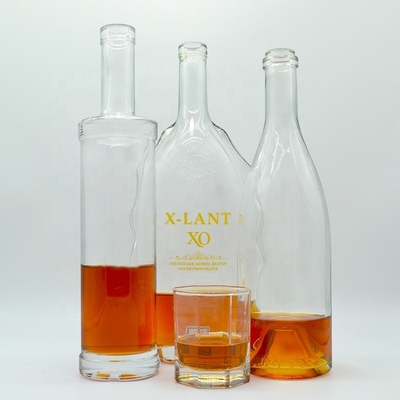 Botellas de vidrio 500ml 750ml Gin claro y vacío Vino Whiskey Brandy Vodka con certificado SGS