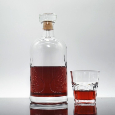 Botella de vidrio en miniatura de 1L cuadrado para vodka caliente brandy vino helado bebidas alcohólicas