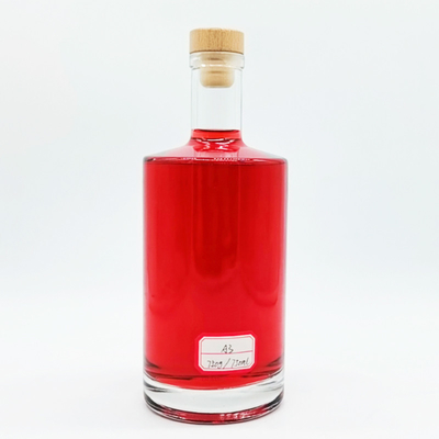 Botella de vidrio de súper sílex para brandy de corcho de alta transparencia Tipo de sellado directo