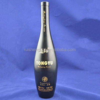 Botellas de vidrio negro de 750 ml para vino/aceite/whisky en embalaje de cartón