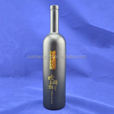 Botellas de vidrio negro de 750 ml para vino/aceite/whisky en embalaje de cartón
