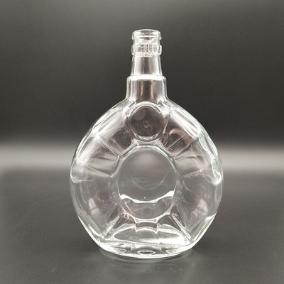 Material súper sílex Botella de vidrio XO de alta transparencia con tapa de madera y sello de corcho