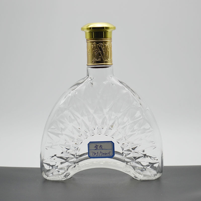 Material súper sílex Botella de vidrio XO de alta transparencia con tapa de madera y sello de corcho