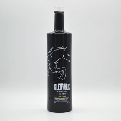 Botella de vidrio transparente de 1L 750ml para vodka gin whisky tequila forma personalizada