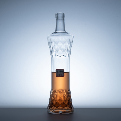 1 litro de whisky de vidrio botella de vodka botella de alcohol vacío 375 ml 500 ml 750 ml con tapa de corcho