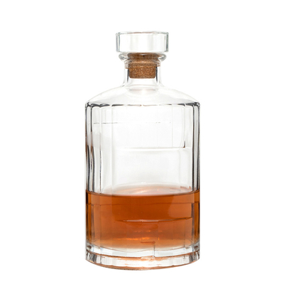 Botella clásica de whisky de 700 ml con tapón de vidrio Material del cuerpo Super material de vidrio de pedernal