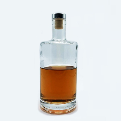 Super Flint Material Collar Custom Vacío 500ml Botella de vidrio para el whisky diseño inquebrantable