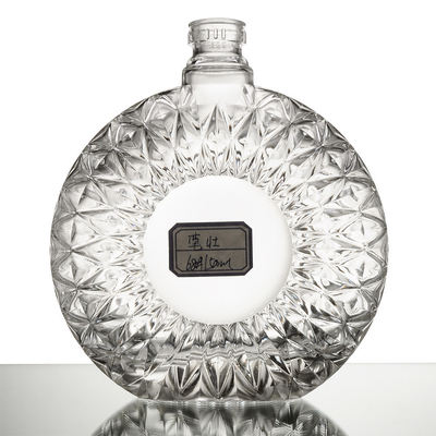 Botella de vidrio de 750 ml de alcohol con decal/impresión en pantalla/pintura/hielo
