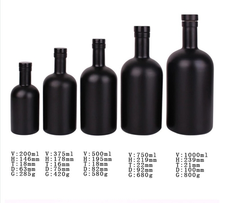 Botella de vidrio cuadrada azul de 2 litros de 375 ml de 700 ml para impresión de alcohol licor vodka ron ginebra