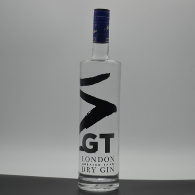 Impresión de pantalla de hombro redonda personalizada Botella de vidrio blanco helado para 750 ml de vodka alcohólica