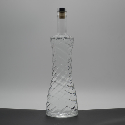 Impresión de pantalla de hombro redonda personalizada Botella de vidrio blanco helado para 750 ml de vodka alcohólica