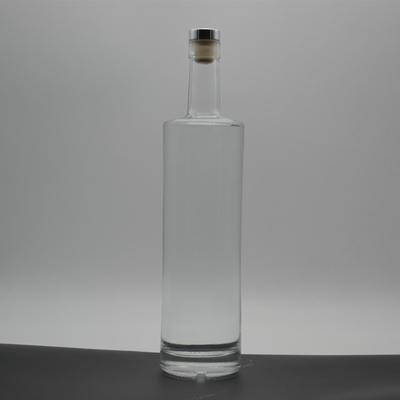 Impresión de pantalla de hombro redonda personalizada Botella de vidrio blanco helado para 750 ml de vodka alcohólica