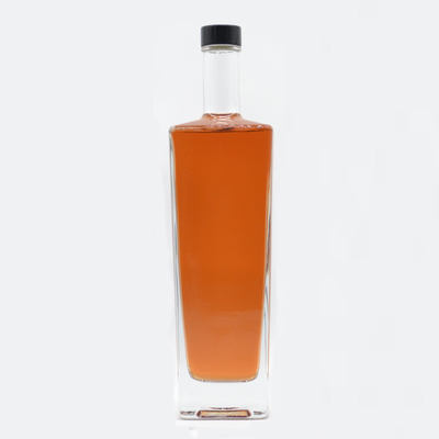 Whiskey Vodka Liquor 750ml Botella de vidrio cuadrada vacía con material de vidrio de súper sílex