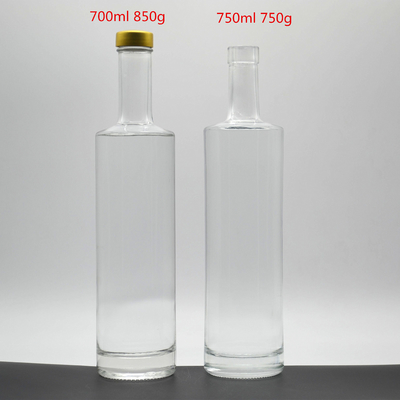 Collar de vidrio de Super Flint redondo 700 ml botella de ginebra de corcho para entusiastas del vodka