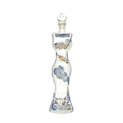 Botella de vidrio de cristal blanco de agua de vodka de brandy personalizada con tipo de sellado