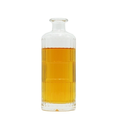Botellas de vidrio de sílex de patrón en relieve para tequila vodka 750ml diseño OEM cuadrado