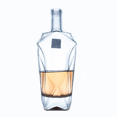 Botella de vidrio de material de súper sílex aceptable para licor hecho a medida
