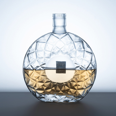 Botella de vidrio de licor de 750 ml de licor de brandy de lujo transparente de 700 ml de alcohol vacío