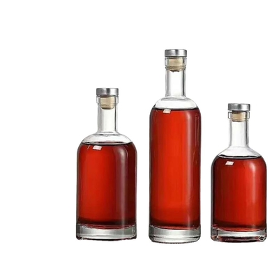 OEM Logotipo Decal En stock 1000ml 750ml 500ml Botellas de licor Botella de vidrio de vodka con tapa superior de corcho