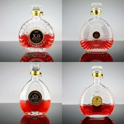 Botellas de licor de vidrio de vidrio de gran calidad de 200 ml, 375 ml, 500 ml y 750 ml con sellado de corcho